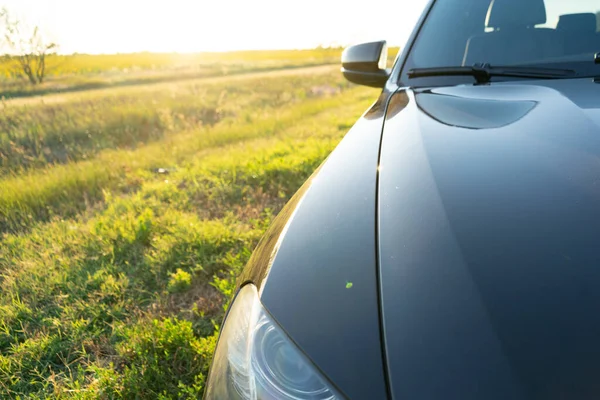 Suv Field Sunset Car Countryside — Stock Photo, Image
