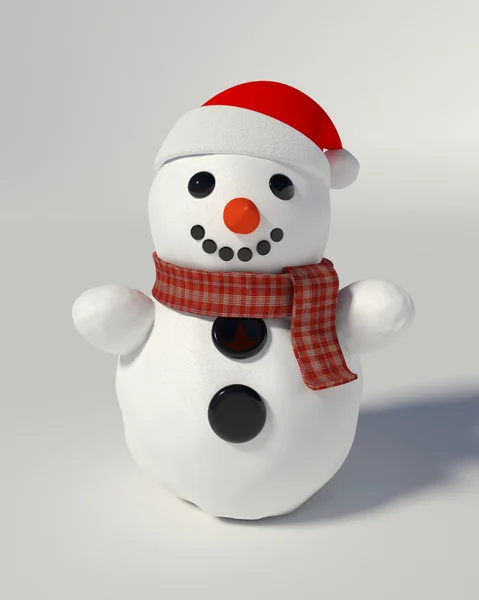 3d renderizado de un muñeco de nieve con sombrero de santa —  Fotos de Stock