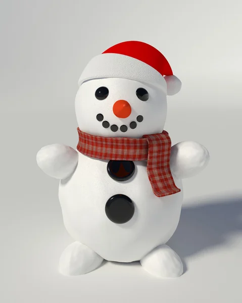 Noel Baba şapkası giyen bir kardan adam 3D render 