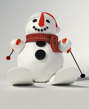 bir kardan adam 3D render