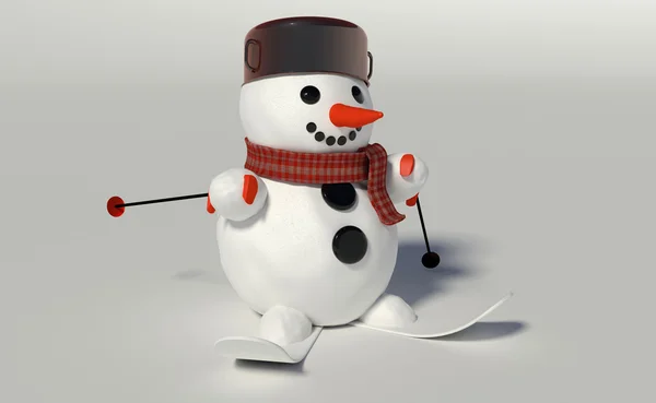 Rendu 3D d'un bonhomme de neige — Photo