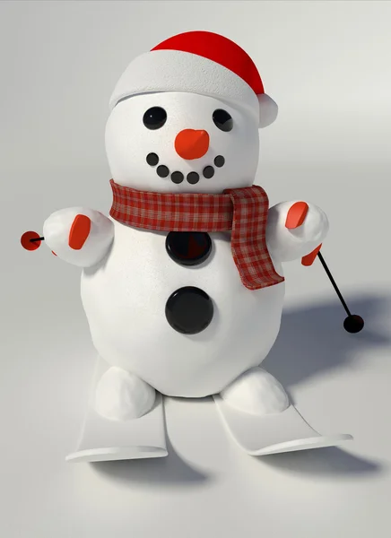 Rendu 3D d'un bonhomme de neige — Photo