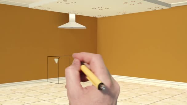 Animación 3d del proceso de decoración de la cocina — Vídeo de stock