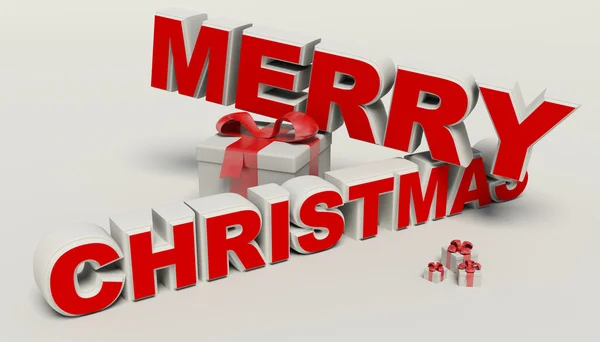 Merry Christmas 3d text,gift high resolution — Stock Photo, Image