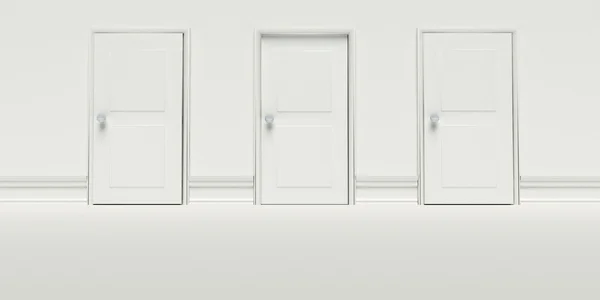 Closed White Doors on White Wall — Stock Photo, Image