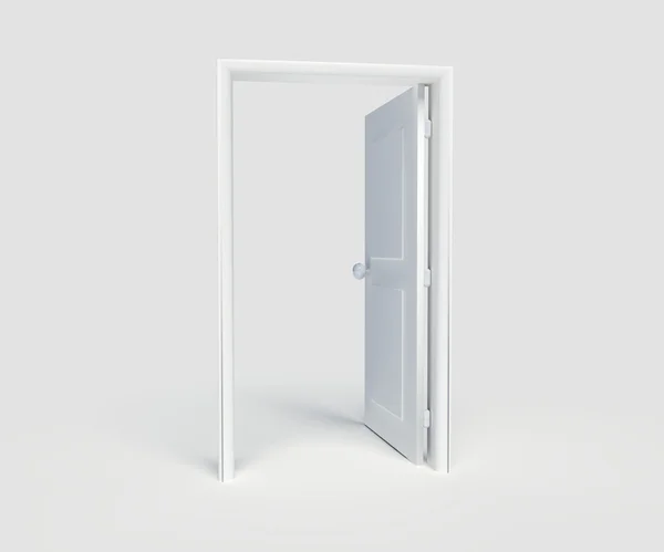 Nyitott fehér ajtó fehér háttér Jogdíjmentes Stock Képek
