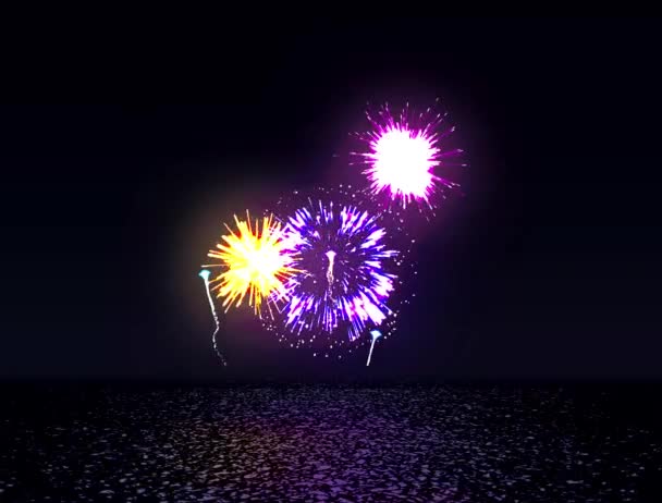 Artificii pe ocean — Videoclip de stoc