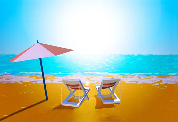 Chairs and umbrella on the beach — Stock Photo, Image