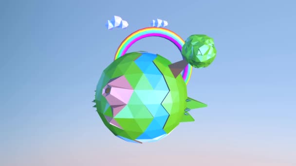 Poly-armer Planet — Stockvideo