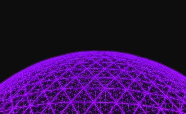 在黑色背景上的球形紫色网格 图库图片
