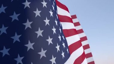 Birleşik Devletler bayrağı rüzgarda dalgalanıyor 