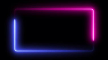 Döngülü mavi ve pembe neon ışıklı dikdörtgen
