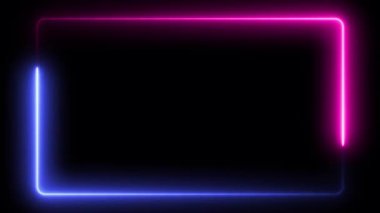 Döngülü mavi ve pembe neon ışıklı dikdörtgen