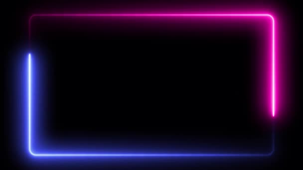 Smyčka Animované Modré Růžové Neonové Znamení Obdélník — Stock video