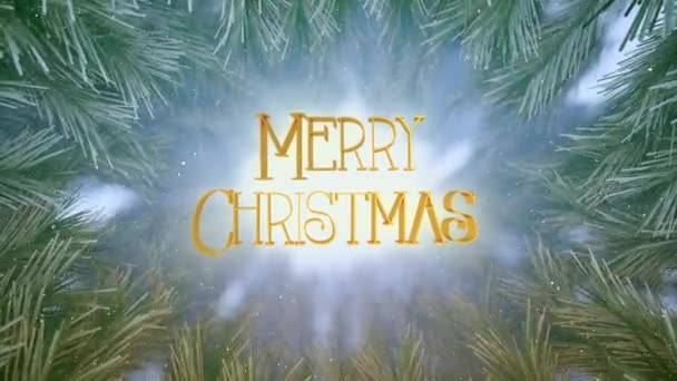 Animation Looped Animated Background Merry Christmas Κείμενο Και Πευκοβελόνες Πλαίσιο — Αρχείο Βίντεο