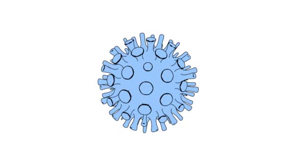 Animación Virus Azul Con Estilo Dibujos Animados Aislados Sobre Fondo — Vídeo de stock