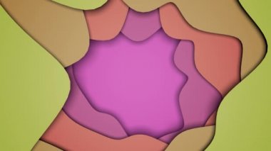 3D animasyon - Alfa mat kanalı ile renkli dalgalı soyut şekiller döngüsü