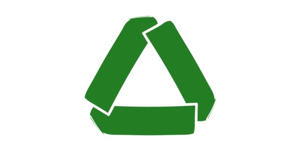 Animovaný Univerzální Zelený Recyklační Symbol Izolovaný Bílém Pozadí — Stock video