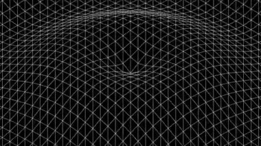 3D animasyon - Siyah arkaplanda eşmerkezli beyaz ağ