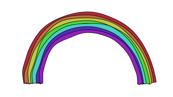 Animated Rainbow Cartoon Style Isolated White Background — Stock Video