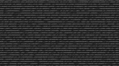 Siyah arkaplanda beyaz animasyon ikili kodu izole edildi