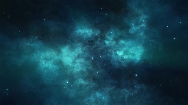 Mavi Bir Evrende Yıldızların Bulutsuların Arasında Seyahat Etmek — Stok video