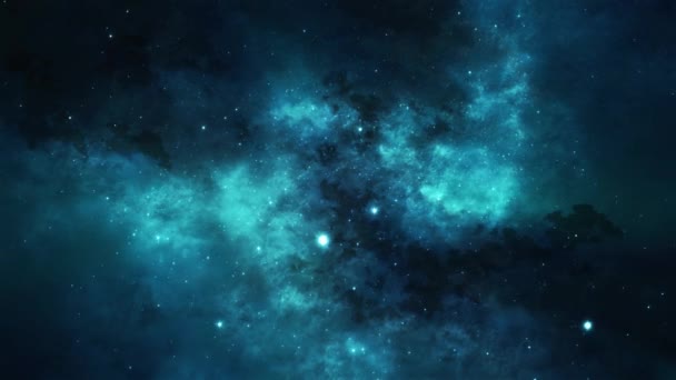 Mavi Bir Evrende Yıldızların Bulutsuların Arasında Seyahat Etmek — Stok video