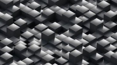 3D animasyon - Döngülenmiş cilalanmış gri küpler yüzeyi