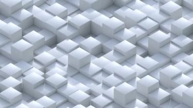 3D animasyon - Döngülenmiş beyaz cilalı modern küp yüzeyi