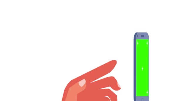 Animación Una Mano Con Smartphone Con Croma Verde Pantalla — Vídeo de stock