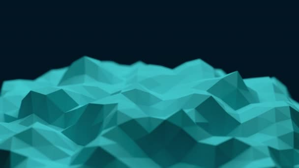 Animation Blue Low Poly Geometric Shape Rotating — Stock Video