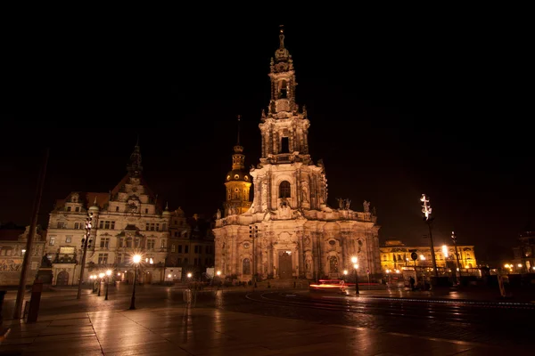 Hofkirche Drážďany v noci — Stock fotografie