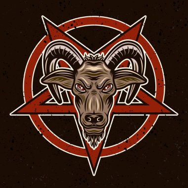 Keçi kafası ve pentagram vektör çizimi