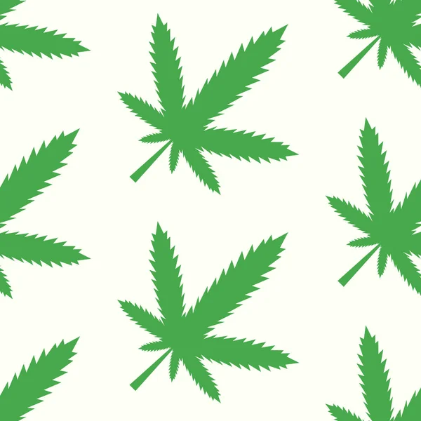 Marijuana green leaf vector seamless pattern — Stock Vector
