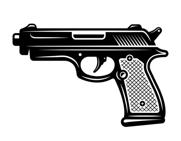Pistol gun vector Illustration in monochrome style — Stock Vector