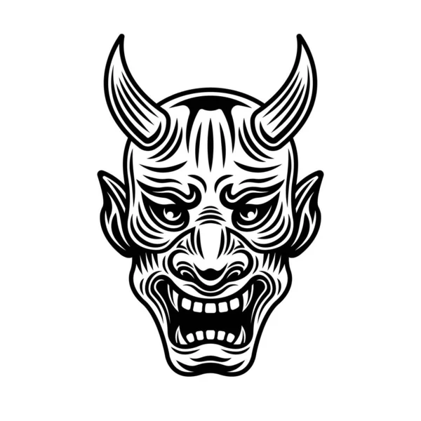 Samurai guerrero máscara vector blanco y negro objeto — Vector de stock