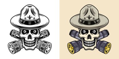 Erkek izcinin kafatası iki tür siyah ve renkli.