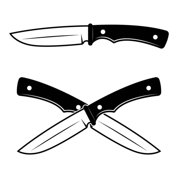 Conjunto de facas de objetos vetoriais ou elementos em estilo preto e branco vintage ilustração isolada —  Vetores de Stock