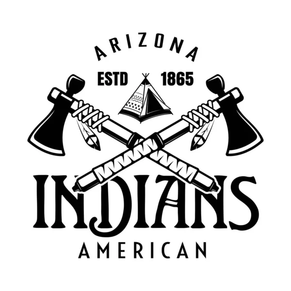 Коренные американские индейцы векторные винтажные эмблемы, этикетки, значки или логотипы в монохромном стиле изолированы на белом фоне — стоковый вектор