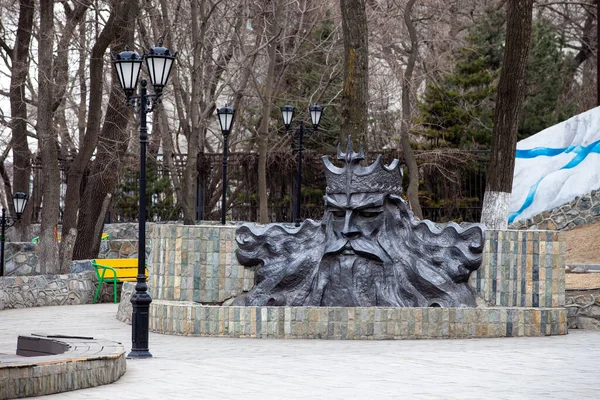 Autumn 2013 Vladivostok Primorsky Region Monument Sea God Neptune Admiral — Stock Photo, Image