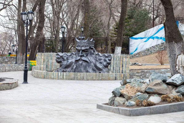 Autumn 2013 Vladivostok Primorsky Region Monument Sea God Neptune Admiral — Stock Photo, Image