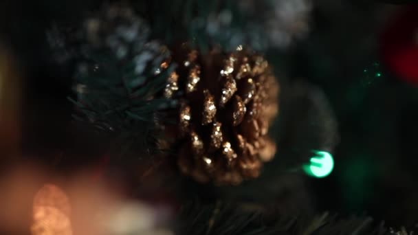 Christmas Live Background New Year Toy Macro Shooting Christmas Tree — Stock Video