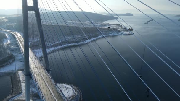 Vue Haut Pont Russe Est Bloqué Raison Des Linceuls Glacés — Video