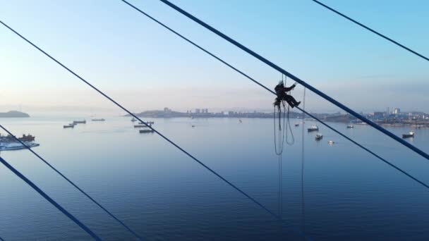 Vista Desde Arriba Puente Ruso Sobre Estrecho Del Bósforo Oriental — Vídeos de Stock