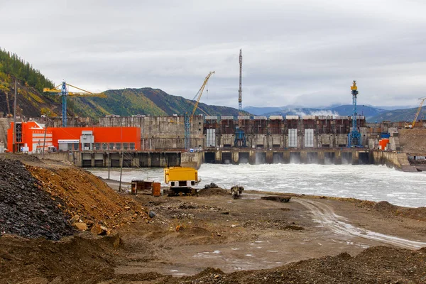 Tavasz 2016 Magadan Oroszország Ust Srednekanskaya Vízerőmű Építése Átfogó Terv — Stock Fotó