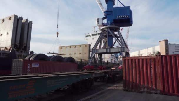 Vladivostok Rusya Yaz 2016 Vladivostok Ticaret Limanı Operasyonu Vladivostok Limanındaki — Stok video