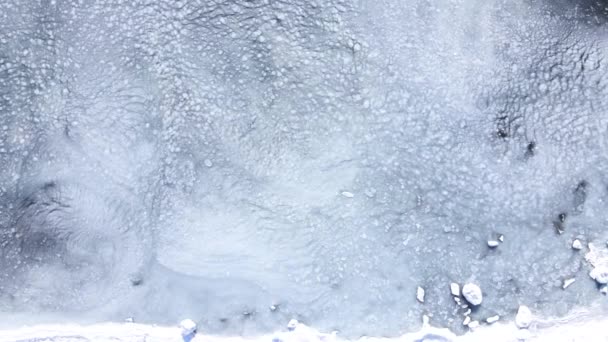 Blick Von Oben Die Kamera Schwenkt Über Eine Zugefrorene Nordsee — Stockvideo