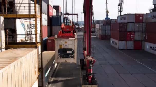 Vladivostok Rusia 2020 Verano Vladivostok Commercial Sea Container Port Vista — Vídeos de Stock