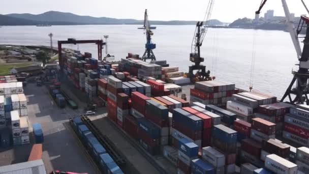 Vladivostok Russia 2020 Estate Vladivostok Sea Container Terminal Vista Dall — Video Stock