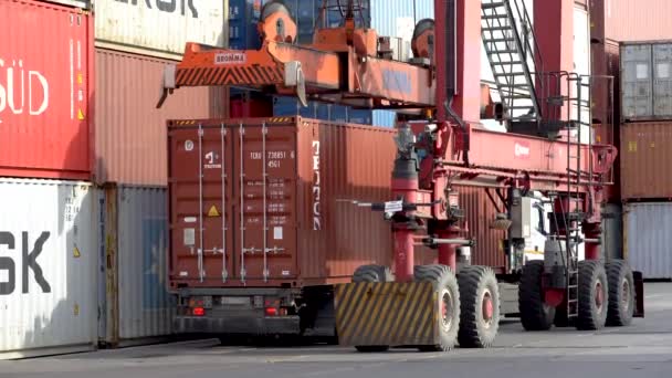 Władywostok Rosja 2020 Vladivostok Sea Commercial Container Logistics Port Duży — Wideo stockowe